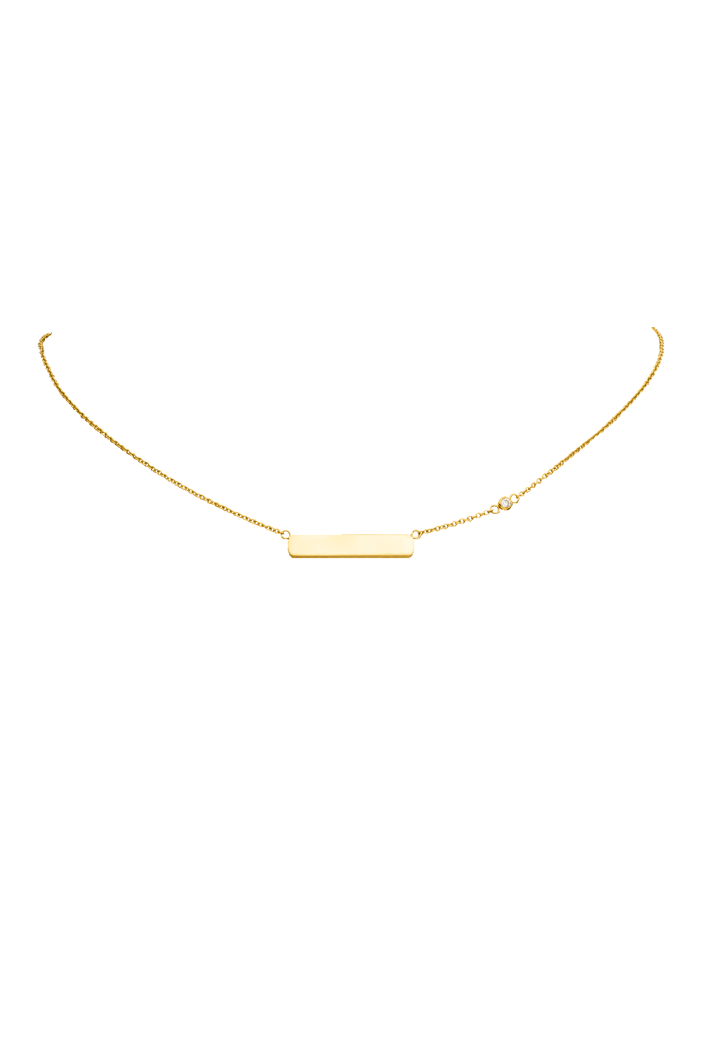 Engraving Rectangle Necklace 14K Gold Plated