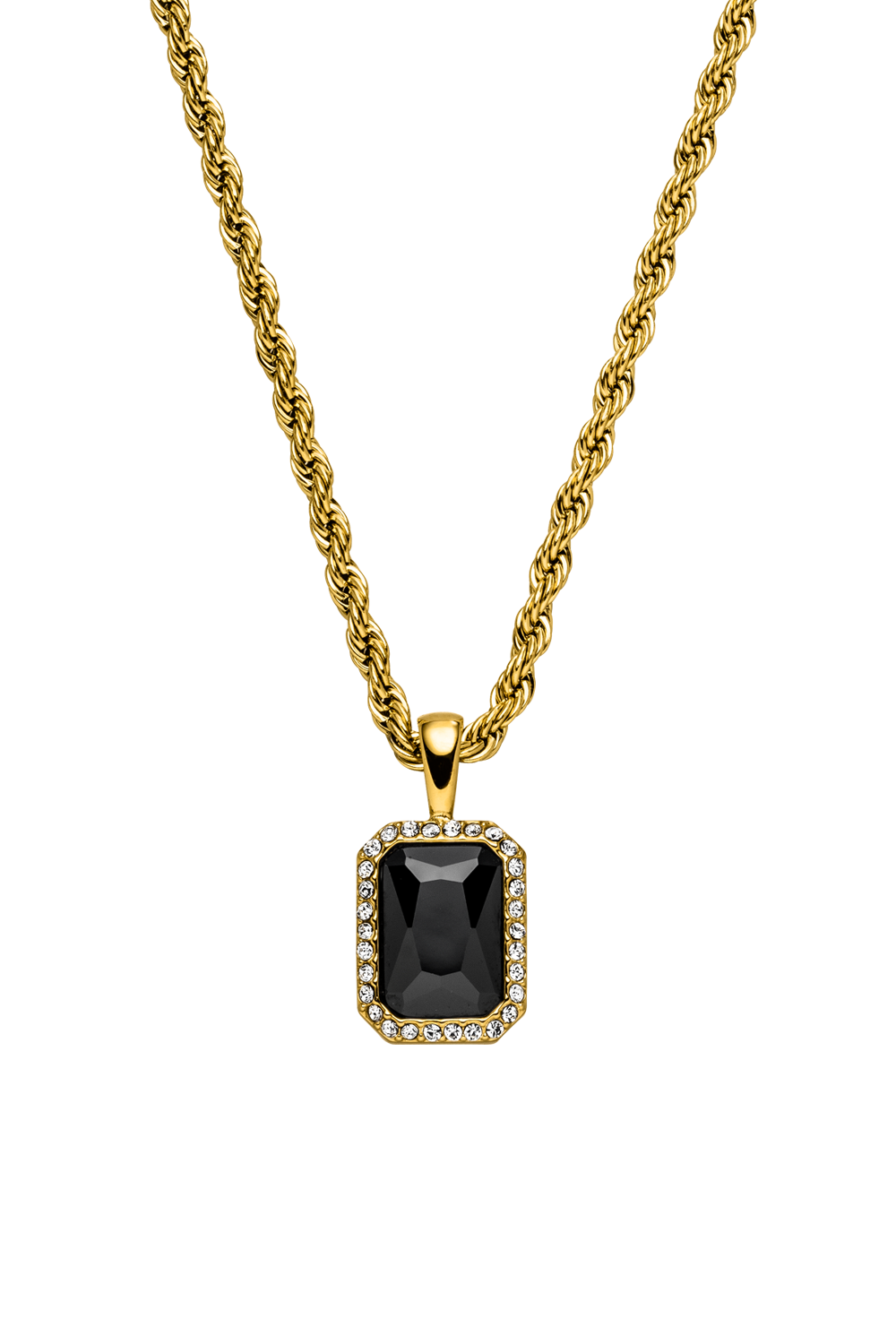 Pavé Emerald Black Necklace 14K Gold Plated
