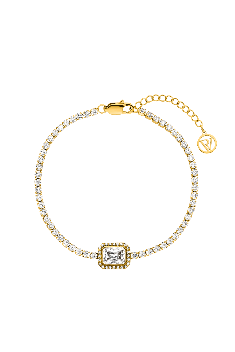 Emerald Tennis Bracelet 14K Gold Plated