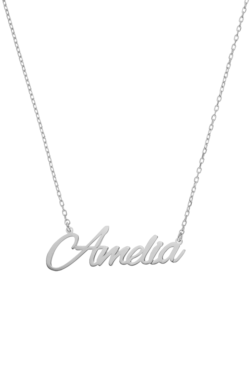 Name Necklace Script Silver - Main Image