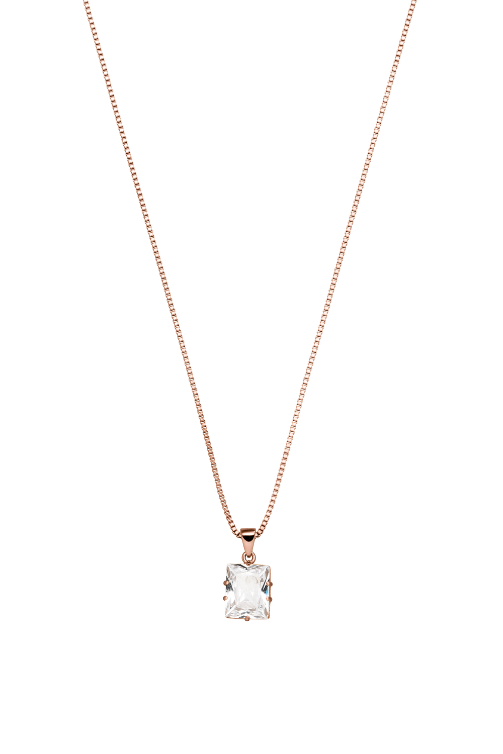 Radiant Stone Necklace 14K Rose Gold Plated