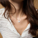 Sparkling Flower Engravable Necklace Silver