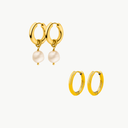 Pearl Charm & Becca Small Hoop Set