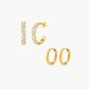 Baguette & Becca Medium Hoop Set Gold