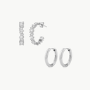 Baguette & Becca Medium Hoop Set Silver
