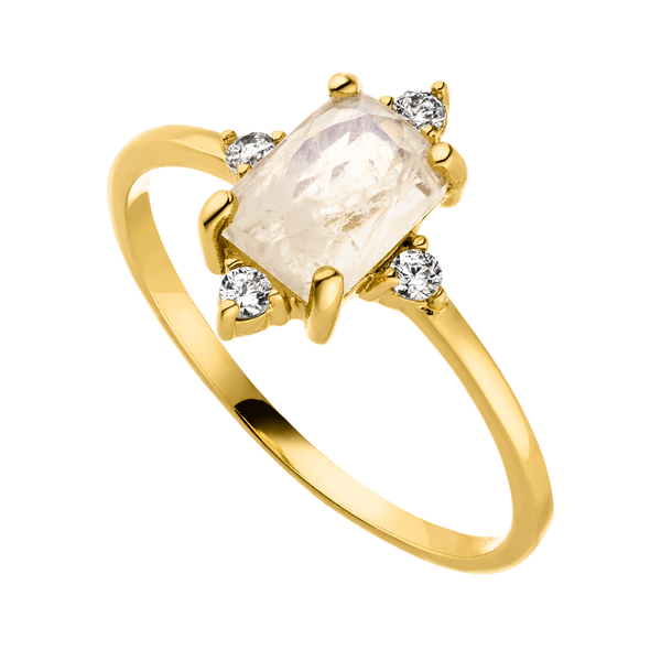 Emerald Moonstone Ring 14K Gold Plated