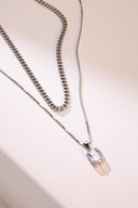 Radiant Stone & Curb Necklace
