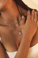 Radiant Stone & Curb Necklace