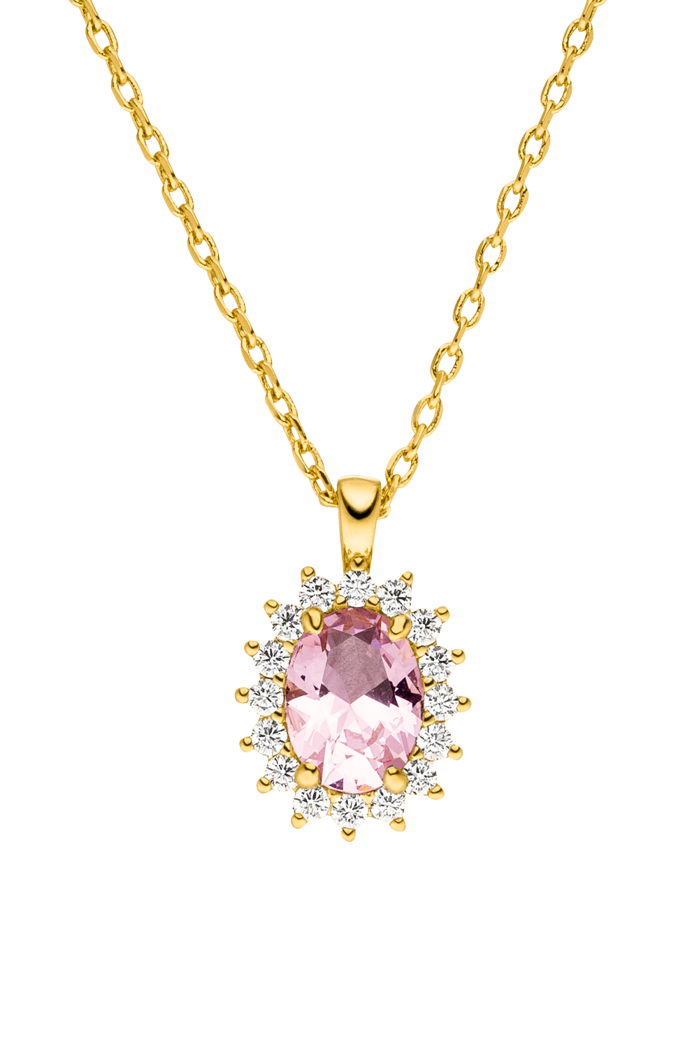 Sparkle Necklace Pink 14K Gold Plated